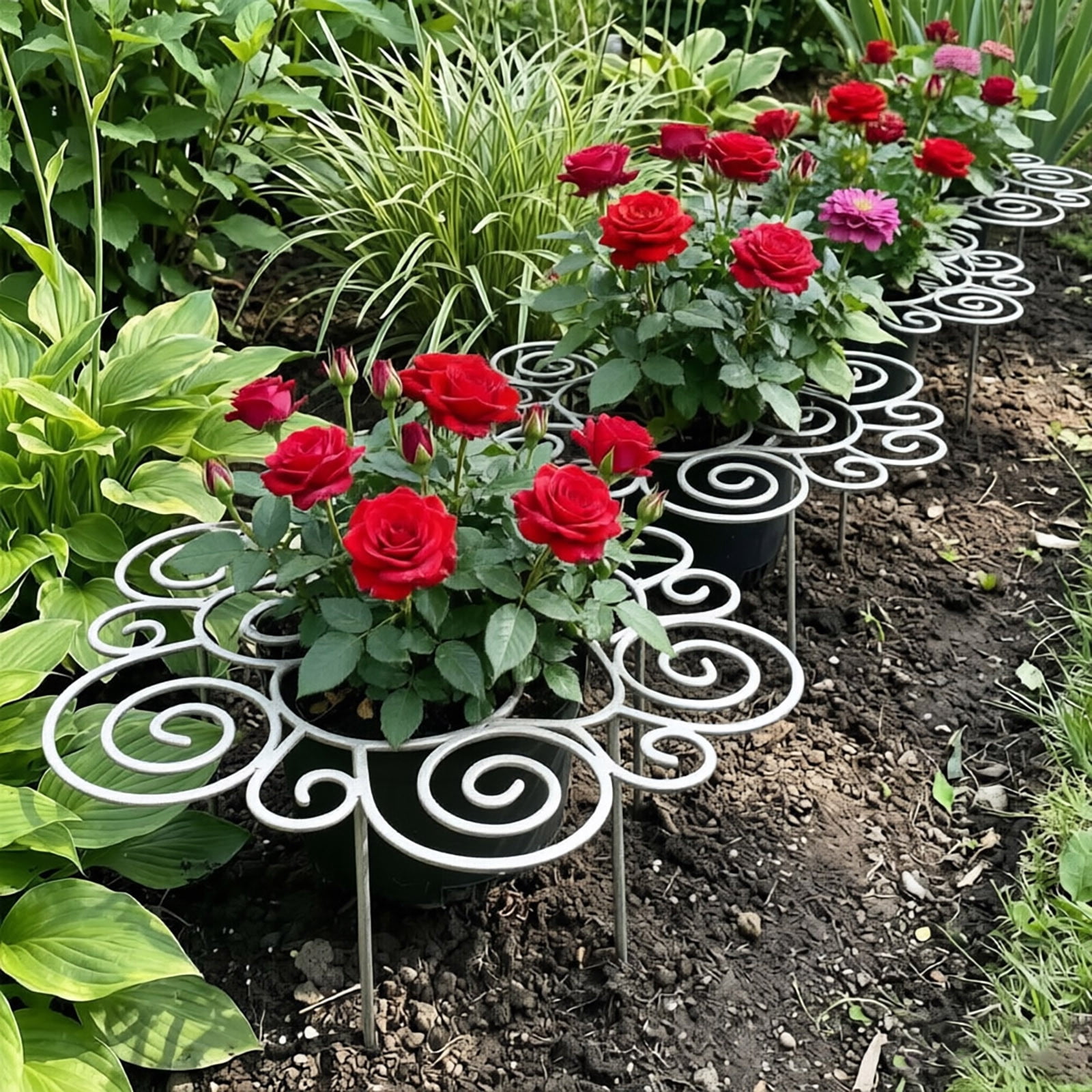Peony Support Ring Garden Plant Stake Heavy Duty Metal Flower Support Cage For Outdoor Garden Spring 2Pcs