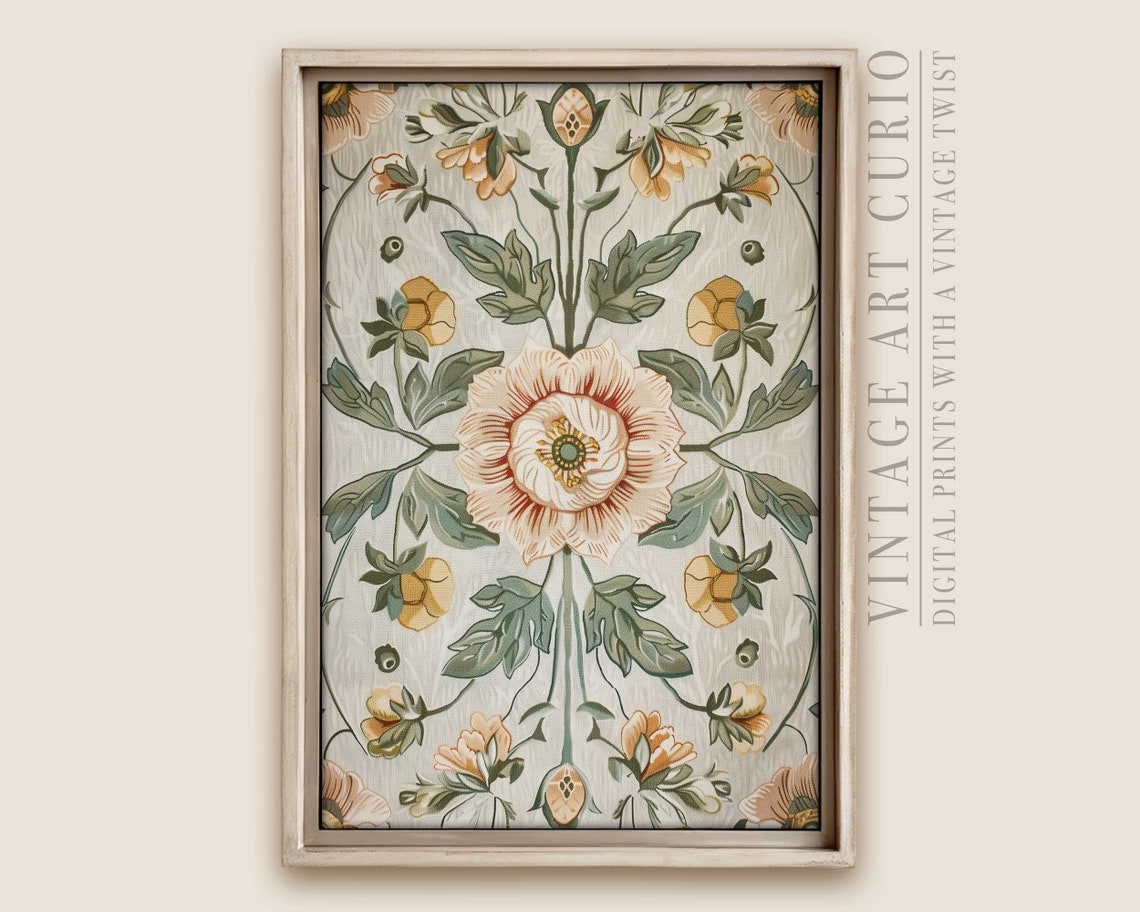 Peony Tapestry Vintage Fabric Art, French Aesthetic, Light Academia ...
