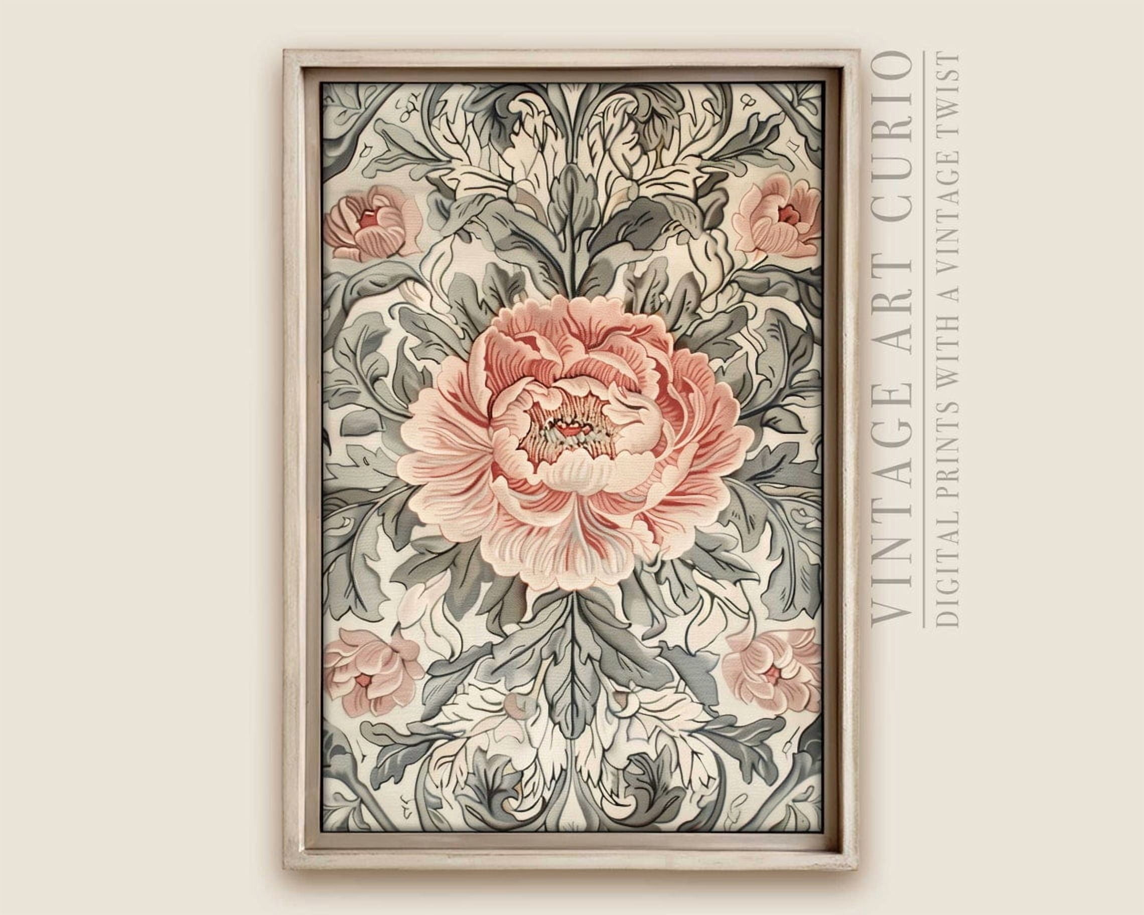 Peony Tapestry Vintage Fabric Art, French Aesthetic, Light Academia ...