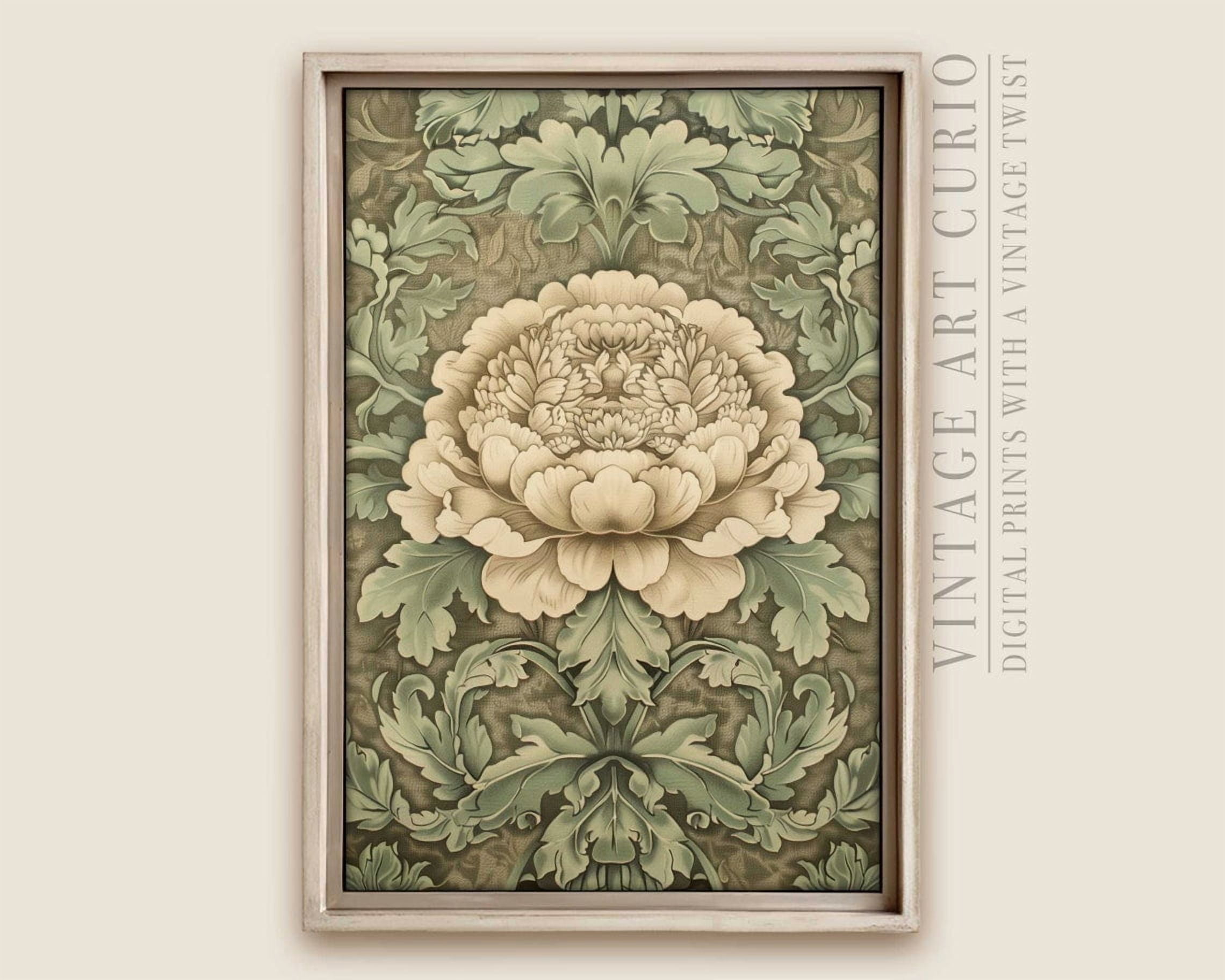 Peony Tapestry Vintage Fabric Art, French Aesthetic, Light Academia ...