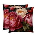thumbnail image 1 of Peony Velvet Throw Covers Pillow Inserts - Set of 2 Decorative Pillows with Unique Patterns for Home Decor, Couch, Bed - 16x16, 18x18, 20x20 Inches, 1 of 6
