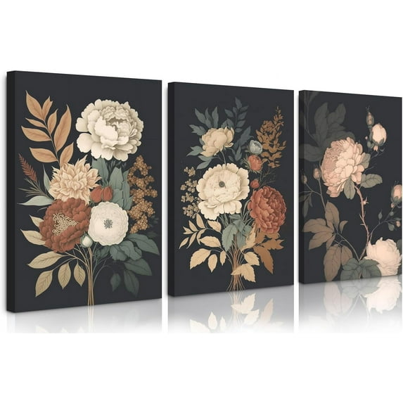 Peony WallPink Flower Canvas WallPrints Peonies WallAbstract Flower Pictures Wall Decor Peony Painting Flower Poster for Living Room Bedroom(set of 3) Unframed