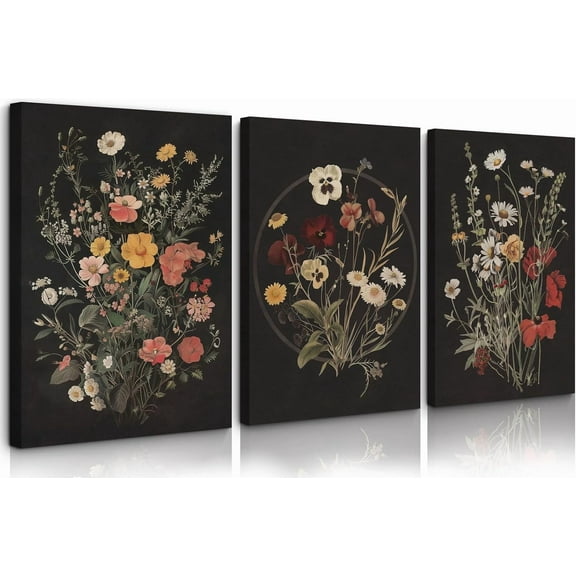 Peony WallPink Flower Canvas WallPrints Peonies WallAbstract Flower Pictures Wall Decor Peony Painting Flower Poster for Living Room Bedroom(set of 3) Unframed