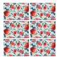 thumbnail image 1 of Peony Wildflower Butterfly Table Mats Set of 6, Heat Resistant Wrinkle Free Flax Placemats with Garden Floral Design for Spring Summer Farmhouse Dining Room, 1 of 5