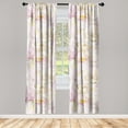 thumbnail image 1 of Peony Window Curtains, Vintage Themed Flowers Boho Pattern Soft Colors Silhouettes Print, Lightweight Decor 2-Panel Set with Rod Pocket, Pair of - 28"x84", Pale Lavender and Pale Green, by Ambesonne, 1 of 3