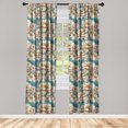thumbnail image 1 of Peony Window Curtains, Watercolor Design Grunge Feels Floral Pattern with Innocent Petals Print, Lightweight Decor 2-Panel Set with Rod Pocket, Pair of - 28"x63", Amber Teal Cadet Blue, by Ambesonne, 1 of 3