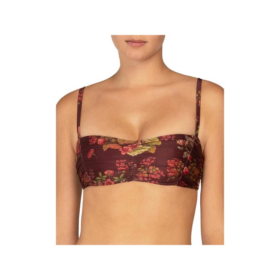 Peony Womens Ruched Removable Padding Bikini Swim Top