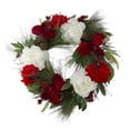 thumbnail image 1 of Gordon Companies 33532669 24 in. Peony & Amaryllis Floral Grapevine Christmas Wreath, Red & White - Unlit, 1 of 3