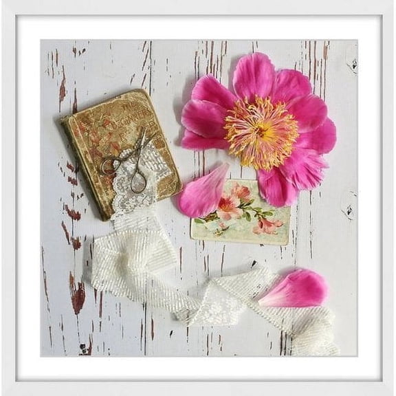 "Peony and Lace" Framed Painting Print