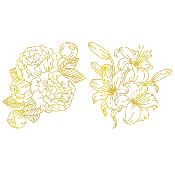 Peony and Lily Flowers Hot Foil Plate for DIY Foil Paper Embossing Scrapbooking Decor Greeting Cards Wedding Birthday Invitation Matte Platinum