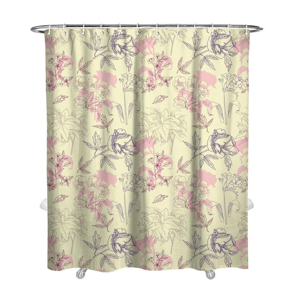 Peony and Rose Bloom Shower Curtain – Watercolor Artistic Floral Pattern, 72x84 Inches