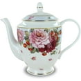 thumbnail image 1 of Peony and Strawberry Blue Bone China - 40 Ounce Teapot, 1 of 6