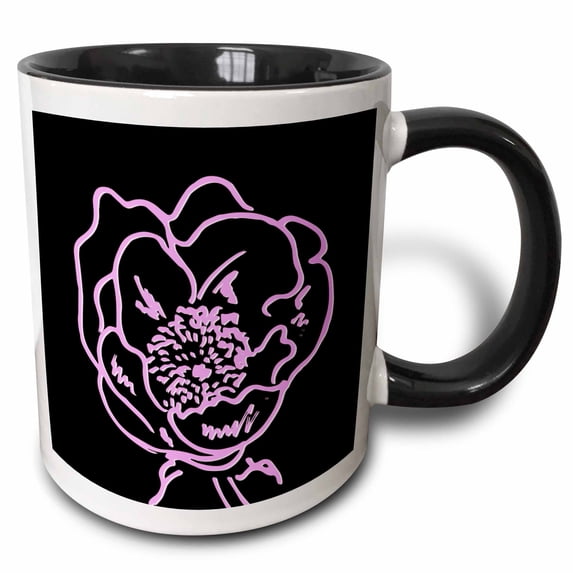 Peony pink. Black background. 15oz Two-Tone Black Mug mug-211753-9