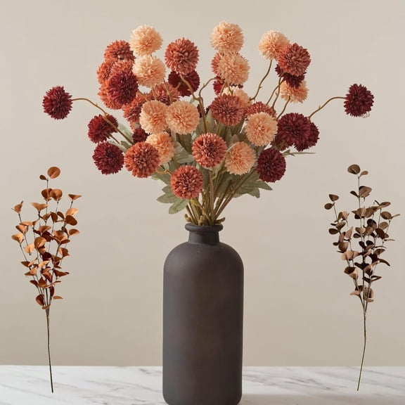 Peonyrain 5PCS Artificial Flowers Simulation Dandelion Cute Artificial Small Ball Flower 5 Head 21 Inches Simulation Plant for Indoor and Outdoor Wedding Party Room DIY Decoration