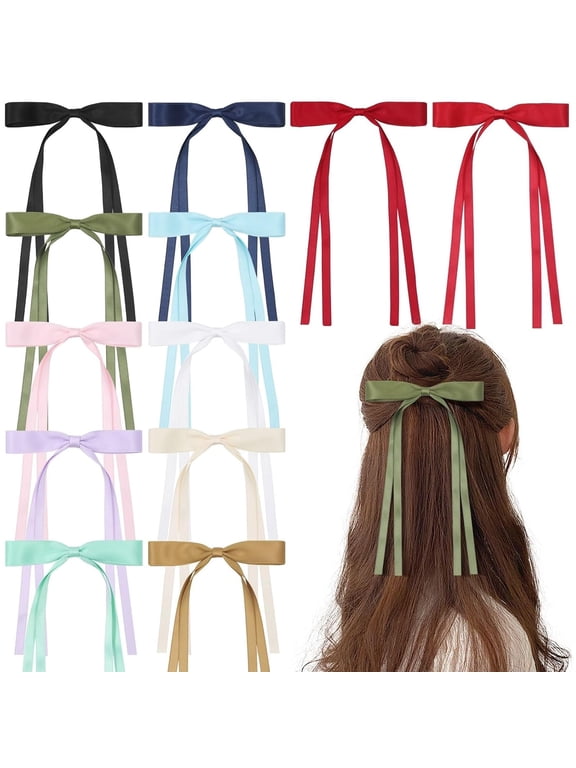 Hair Bows for Women, Hair Ribbon Hair Bows with Long Tail Hair Bow clips Hair Barrettes for Women Accessories