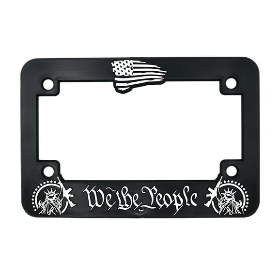 We The People for America 3D Raised License Plate Frame | 1 Pack Motorcycle USA License Plate Cover | Universal US Motorcycle Black License Plate Holder | Auto Accessories (Motorcycle)