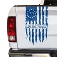 thumbnail image 1 of We The People Betsy Ross Flag 1776 Distressed American USA US Flag Truck Tailgate Vinyl Decal Preamble of The US Constitution fits most Pickup Trucks (11" x 20", Blue), 1 of 8
