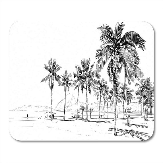 People Copacabana Beach Rio De Janeiro Brazil City Sketch Drawing View Mousepad Mouse Pad Mouse Mat 9x10 inch