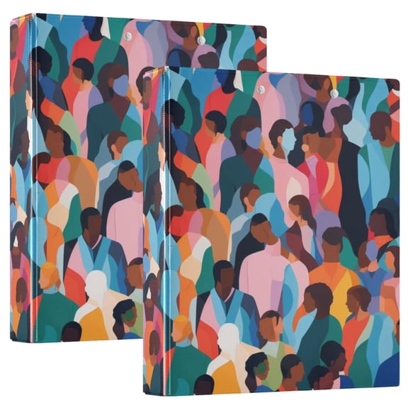 People Crowds 3 Ring Binders 1.5 inch Hardcover File Folders with Interior Pockets A4 Size Organizer for School Office Hospital