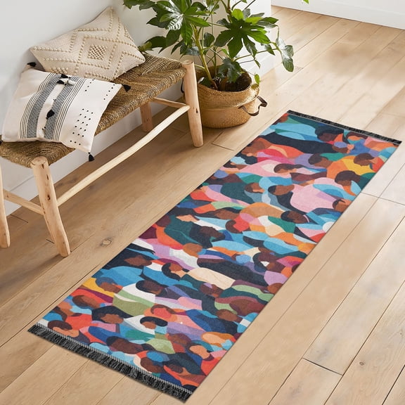 People Crowds Runner Rug Machine Washable Area Rugs Carpet Non Slip Entryway Mat for Bedroom Entryway Front Door