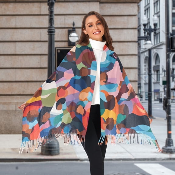 People Crowds Winter Scarf for Women Fashion Warm Long Soft Blanket Scarves Gifts