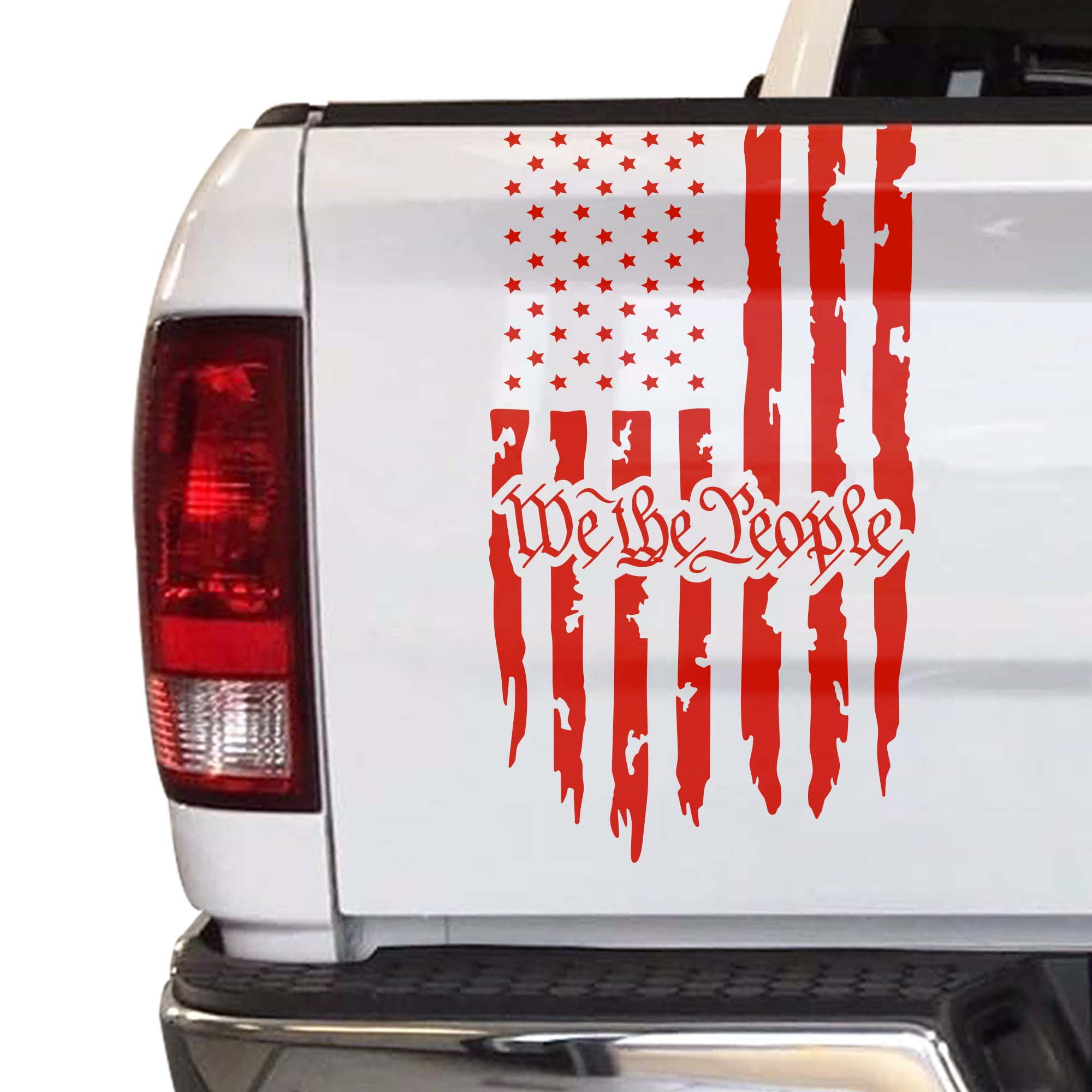 We The People Distressed American USA US Flag Truck Tailgate Vinyl ...
