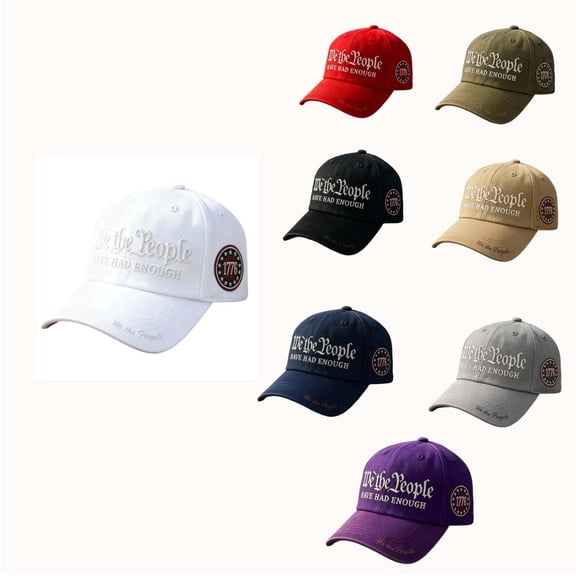 We The People Have Had Enough Baseball Cap,Embroidered 1776 Star Badge Adjustable Hat For Unisex,USA Establish 250th Anniversary Cap,Patriotic Themed Cotton Cap,For Outdoor