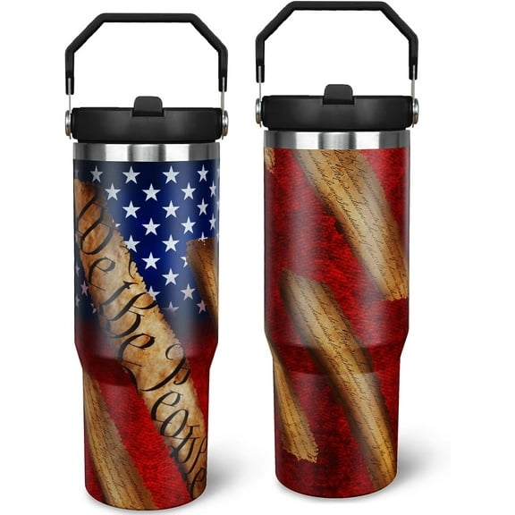 We People Gifts for Men 30 oz Patriotic Tumbler with Handle and Straw American Flag Stainless Steel Insulated Cups Mug Father''s Day, Christmas and Birthday Gifts for Dad Grandpa Men