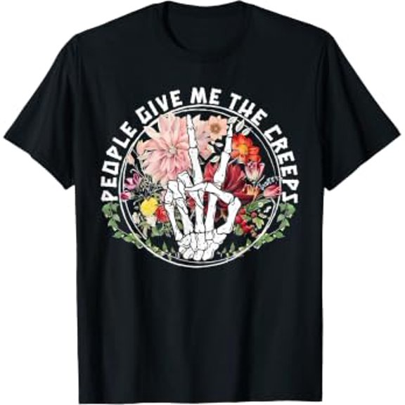 People Give Me The Creeps Spooky Hand Florals T-Shirt