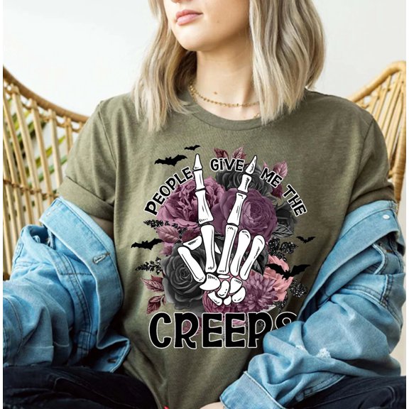 People Give Me The Creeps T-Shirt, Horror Shirt, Horror Gift For Women, Halloween Shirt, S