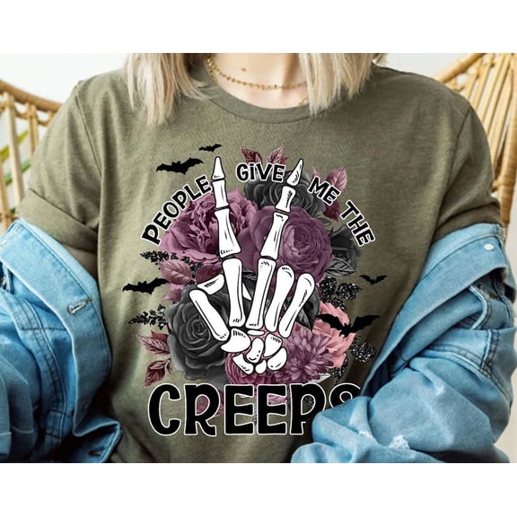 People Give Me The Creeps TShirt Horror Shirt Horror Gift For Women Halloween Shirt Skelet