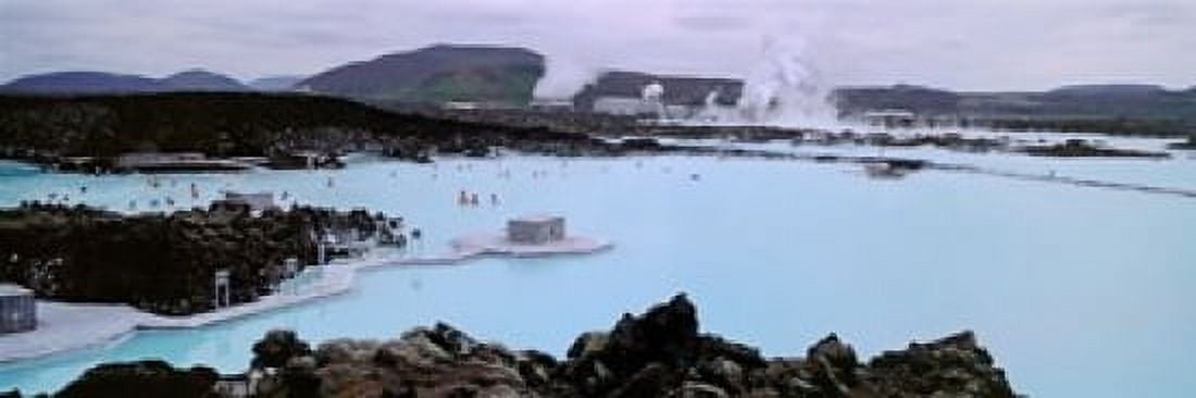People In The Hot Spring Blue Lagoon Reykjavik Iceland Canvas Art - Panoramic Images (18 x 7)