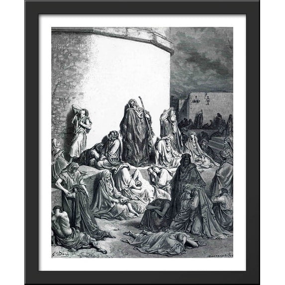 People Mourn over the Destruction of Jerusalem 28x34 Large Black Wood Framed Print Art by Gustave Dore