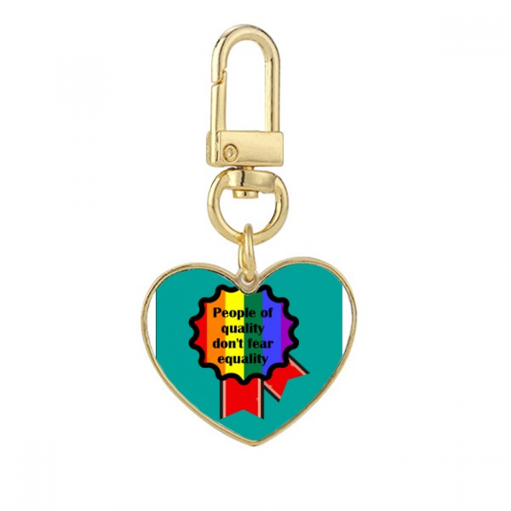 People Of Quality Dont Fear Equality Gold Heart Keychain Metal Keyring Holder