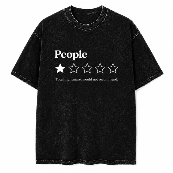 People One Star Rating Graphic Washed T-Shirt, Sarcastic Humor Tee