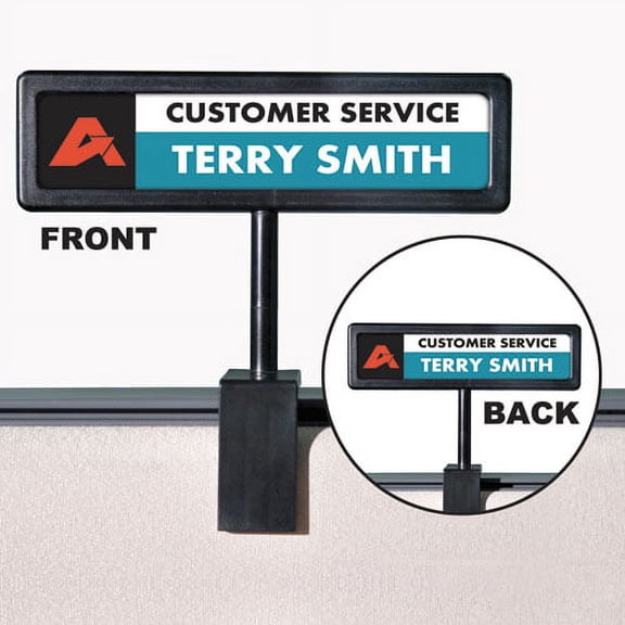 People Pointer Cubicle Sign, Plastic, 8.5 X 2, Black | Bundle of 2 Each