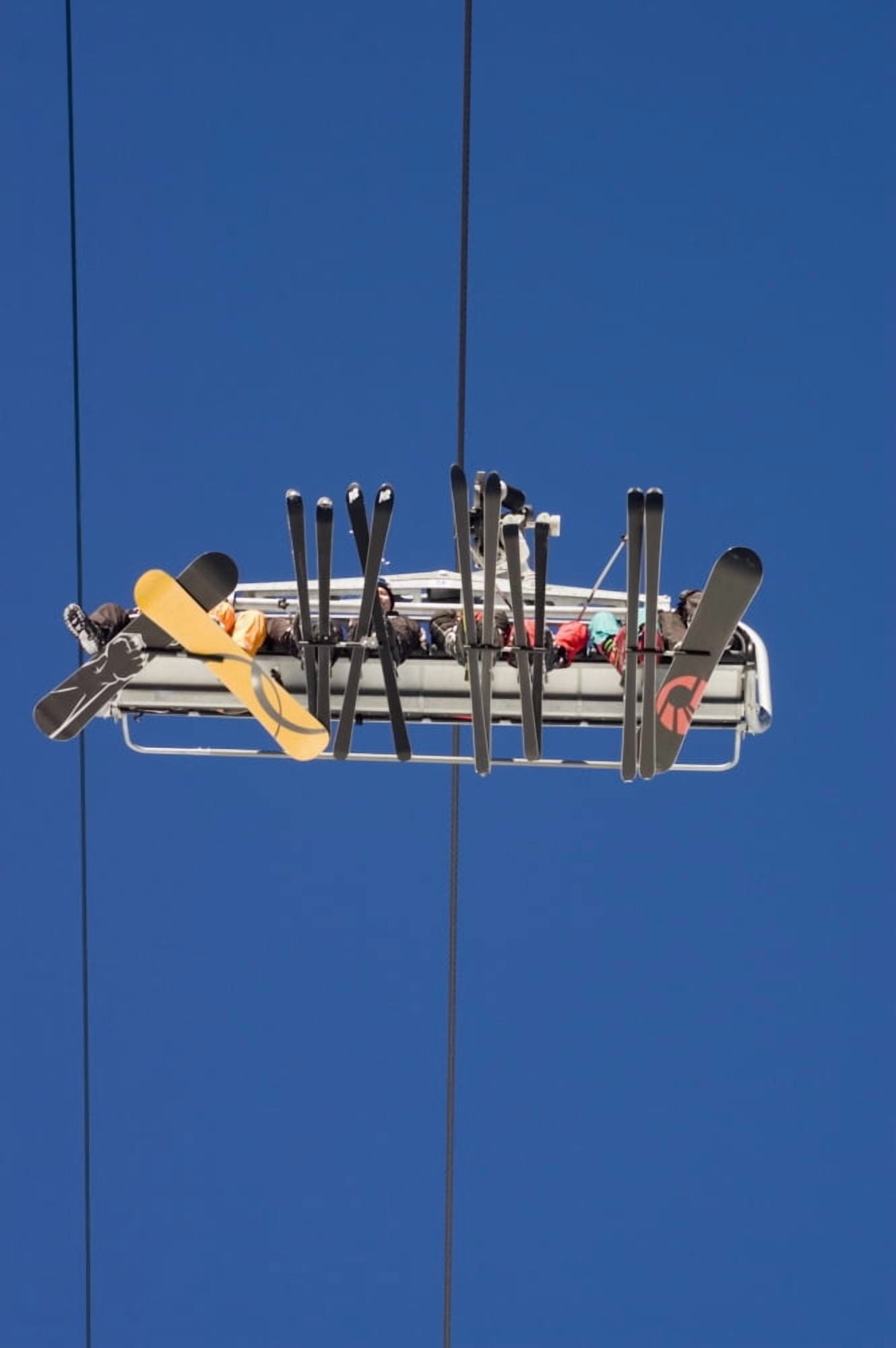 People Riding On Ski Lift At Risoul Canvas Art - Chris Parker Design Pics (11 x 17)