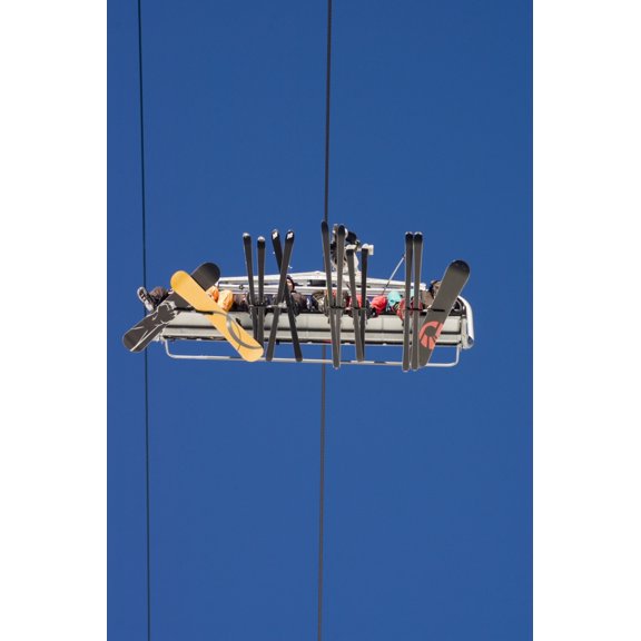 People Riding On Ski Lift At Risoul Canvas Art - Chris Parker Design Pics (22 x 34)