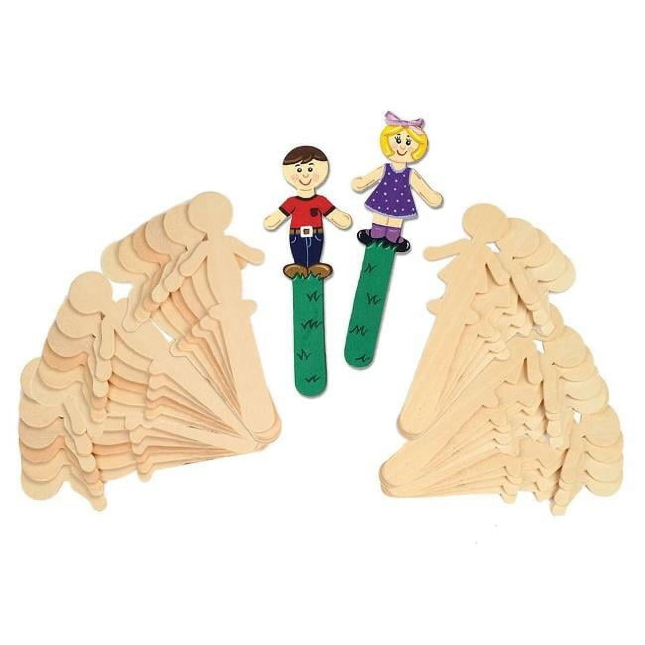 People Shaped Wood Craft Sticks 18 Each Design - 36 Per Pack - Pack of 3