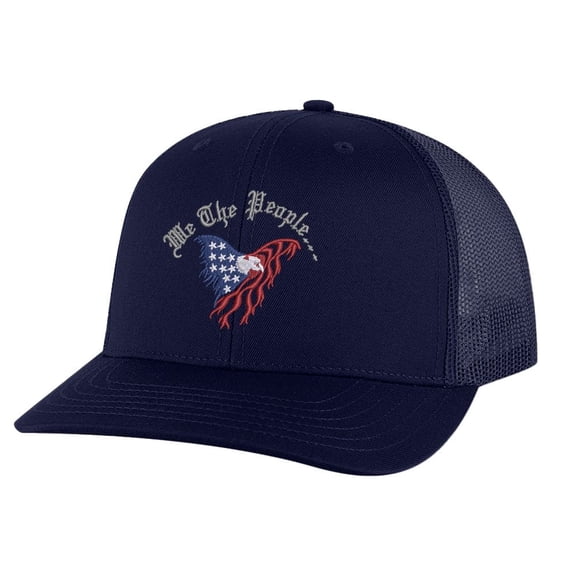 We The People Snapback - Constitutional Eagle Hat with Silver Thread | Patriotic Eagle Snapback (NavyBlue)