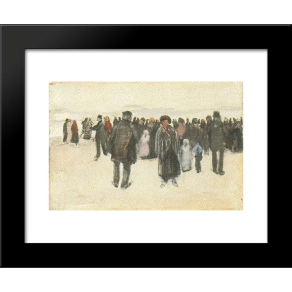 People Strolling on the Beach 20x24 Framed Art Print by Vincent van Gogh