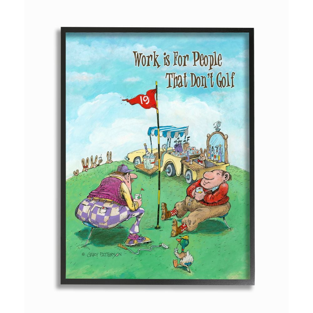 People That Don't Golf Funny Cartoon Sports Design Oversized Framed Giclee Texturized Art by Gary Patterson