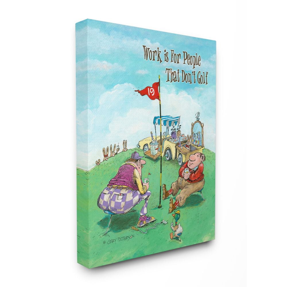People That Don't Golf Funny Cartoon Sports Design Oversized Stretched Canvas Wall Art by Gary Patterson