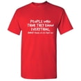 thumbnail image 1 of People Who Think They Know Everything Christmas Apparel Adult Humor Novelty Sarcastic Premium Tshirt Xmas Holiday Anniversary Gift Hilarious Funny Saying Graphic Tees, 1 of 5
