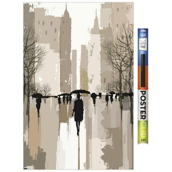 People Under Rain In The City Wall Poster, 22.375" x 34"