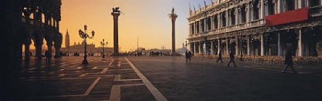 People Walking Across A Street The Piazetta With Palazzo Ducale And Libreria Vecchia Venice Italy Canvas Art - Panoramic Images (18 x 6)