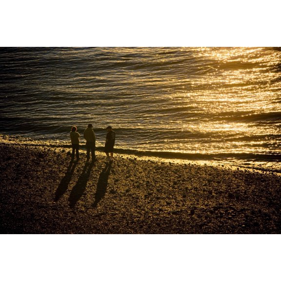 People Walking On The Beach At Sunset Point Worzonoff Anchorage Southcentral Alaska Summer Canvas Art - Kevin Smith Design Pics (18 x 12)