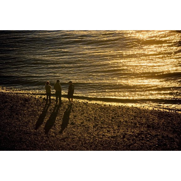 People Walking On The Beach At Sunset Point Worzonoff Anchorage Southcentral Alaska Summer Canvas Art - Kevin Smith Design Pics (36 x 24)