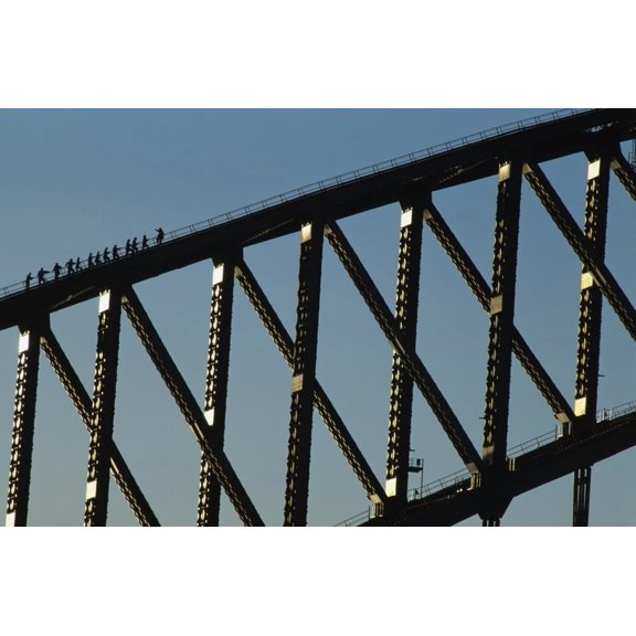 People Walking Up The Sydney Harbor Bridge Canvas Art - Chris Martin Design Pics (17 x 11)