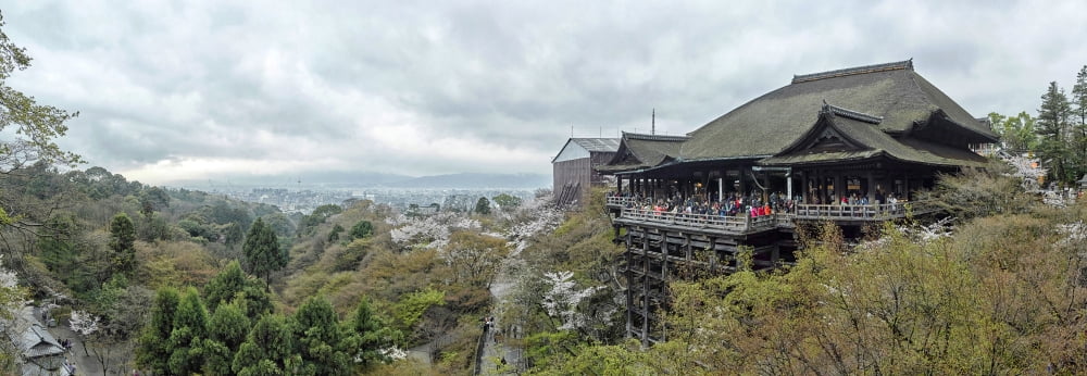People at Kiyomizu-Dera temple Kyoto Kyoto Prefecture Japan Canvas Art - Panoramic Images (12 x 36)